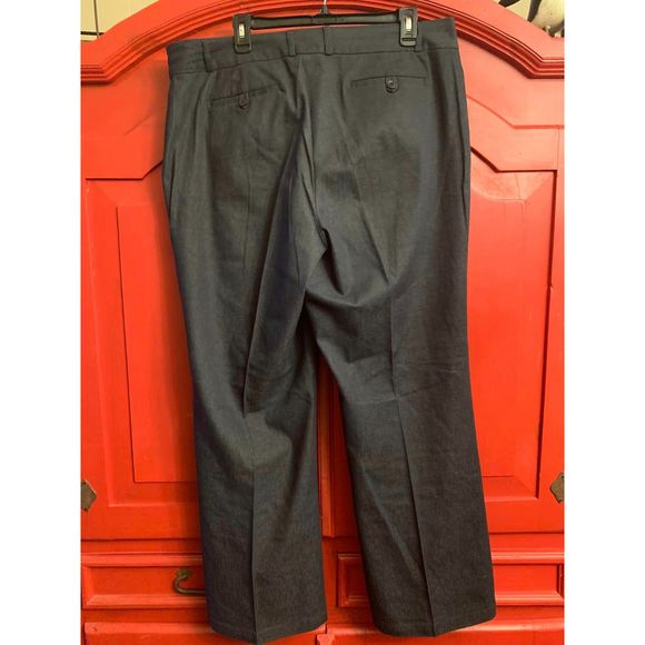 Dalia Collection Sze 16 Stovepipe Leg Chambray Style Dark Denim Pants Dressy EUC - Picture 2 of 3